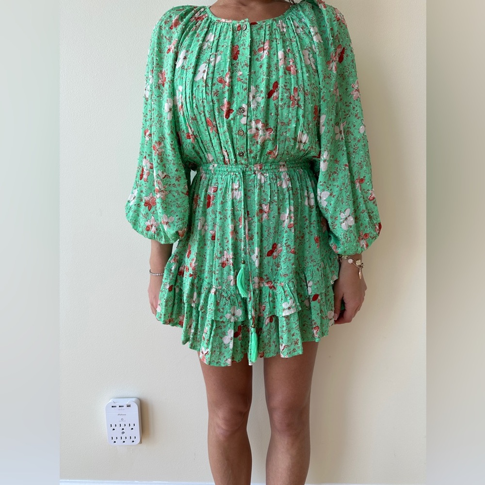 Floral Printed Cinched Waist Dress love shack fancy Small - Picture 2 of 5